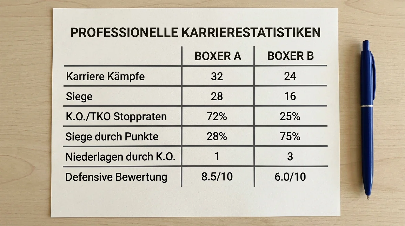 Stoprate-Analyse Boxen – Karriere-Stoppquoten zweier Boxer als Grundlage für Methodenwette