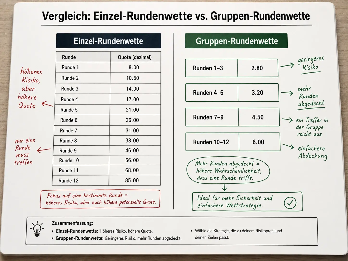 Gruppen-Rundenwette Boxen – Vergleich von Einzel- und Gruppenrunden-Märkten mit Beispielquoten