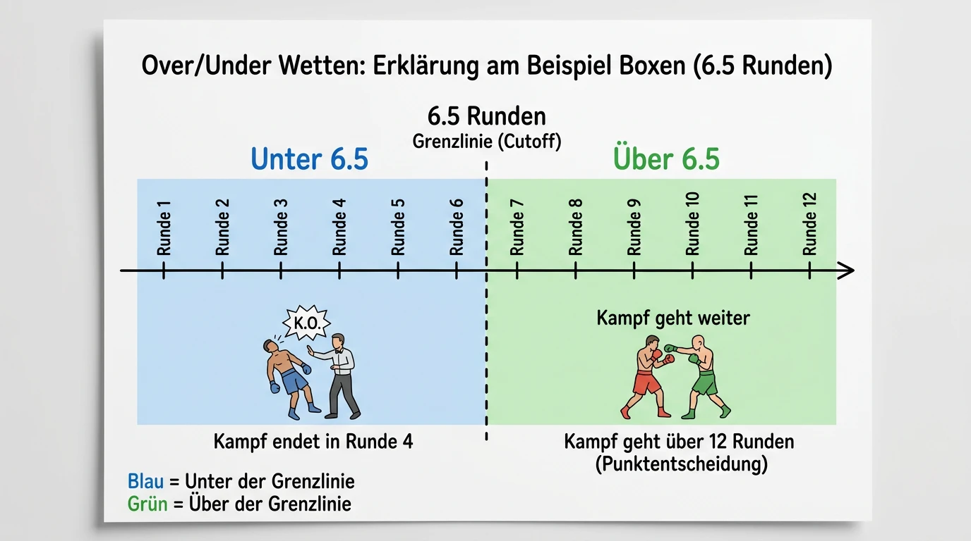 Über/Unter-Wette Boxen erklärt – Rundengrenzlinie im Over/Under-Markt mit Beispiel-Linie 6,5 Runden