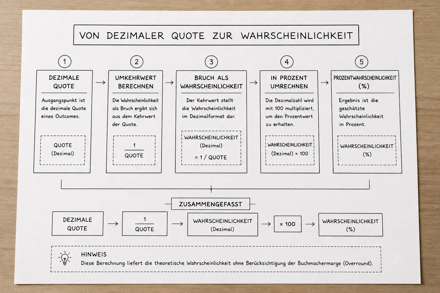 Schritt-für-Schritt Berechnung der implizierten Wahrscheinlichkeit aus Dezimalquoten beim Boxen