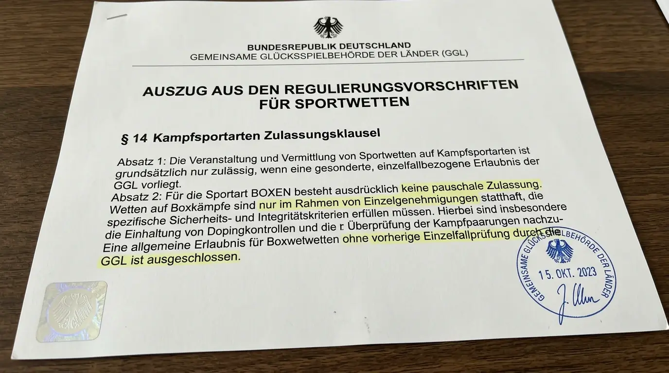Boxwetten bei GGL-lizenzierten Anbietern – Kampfsport-Klausel, individuelle Freigabe und was das für Wetter bedeutet