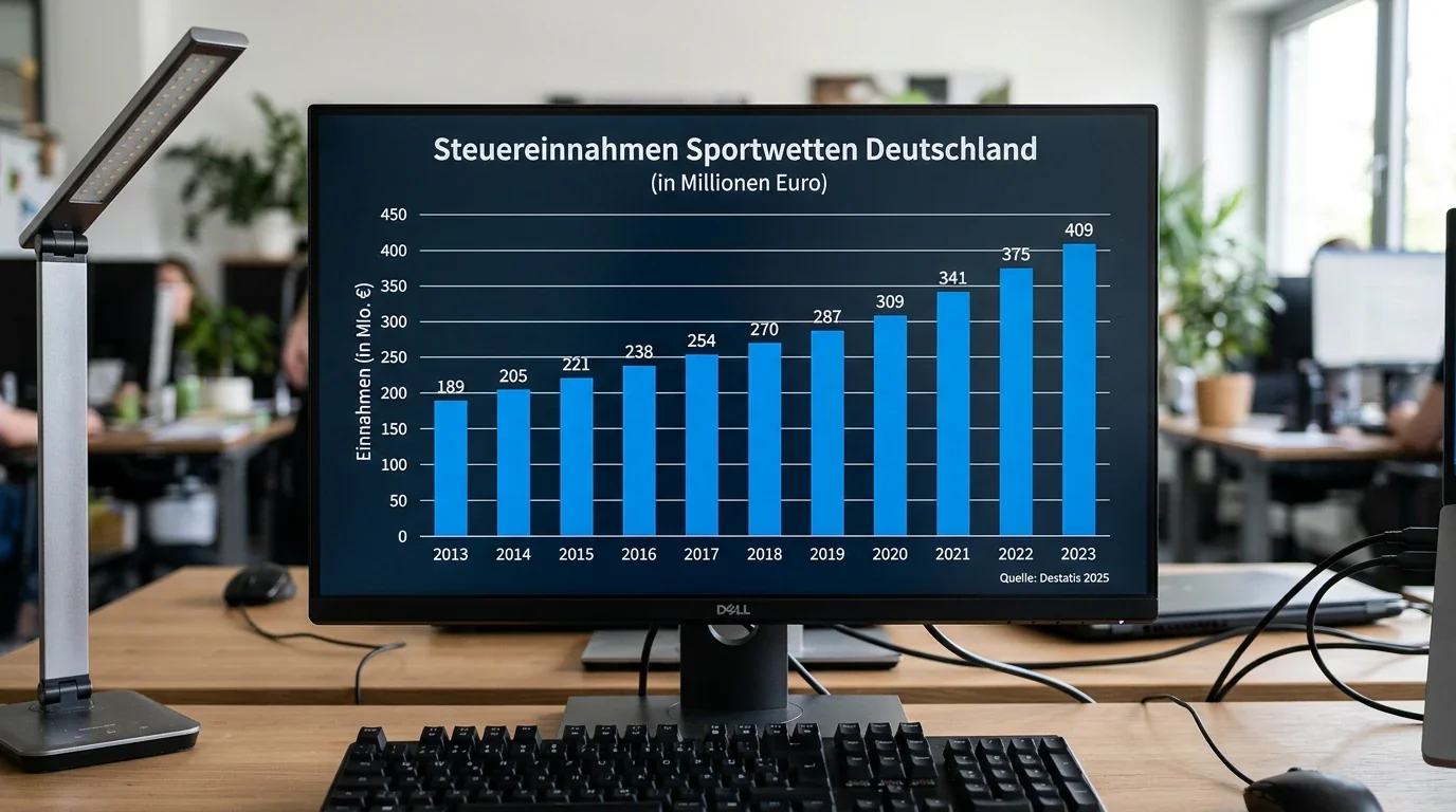 Staatliche Steuereinnahmen Sportwetten Deutschland 409 Millionen Euro 2023 Destatis